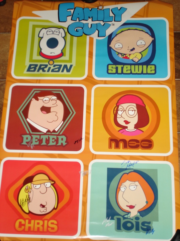 FAMILY GUY RARE AUTOGRAPH TV SHOW POSTER CAST HAND SIGNED x7